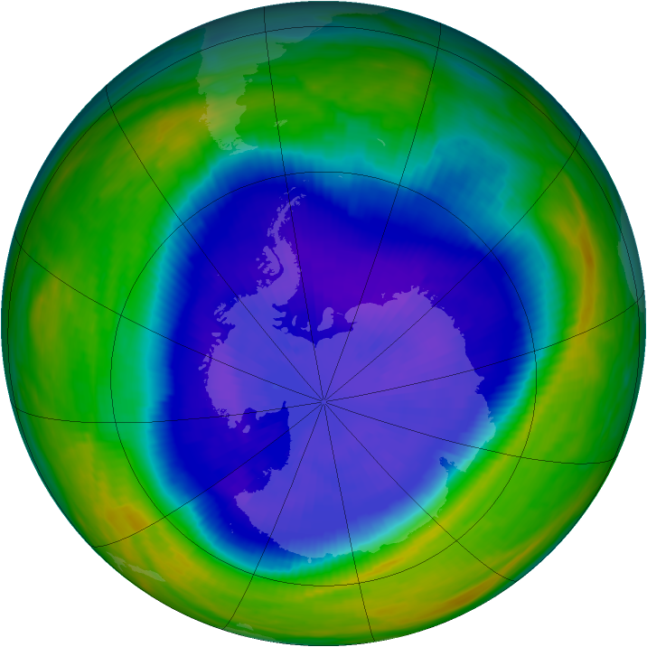 Antarctic ozone map for 20 September 1992